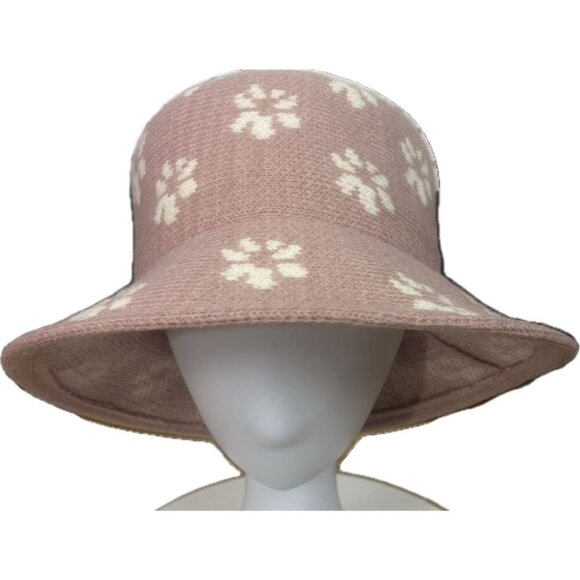San Diego Hat Co. Dusty Rose Floral Detail Wool Blend Machine Knit Bucket Hat - Picture 2 of 6